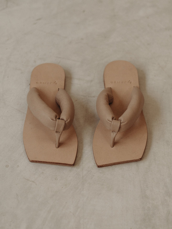 Kate Sandal - Square Toe Leather Thong Sandals | byJAMES